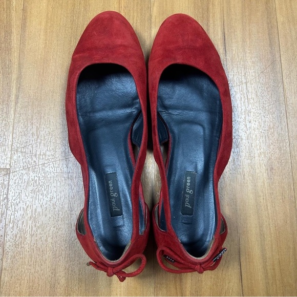 Paul Green Women’s  Red Suede Loafers Elegant Slip-On Flats - Picture 3 of 11